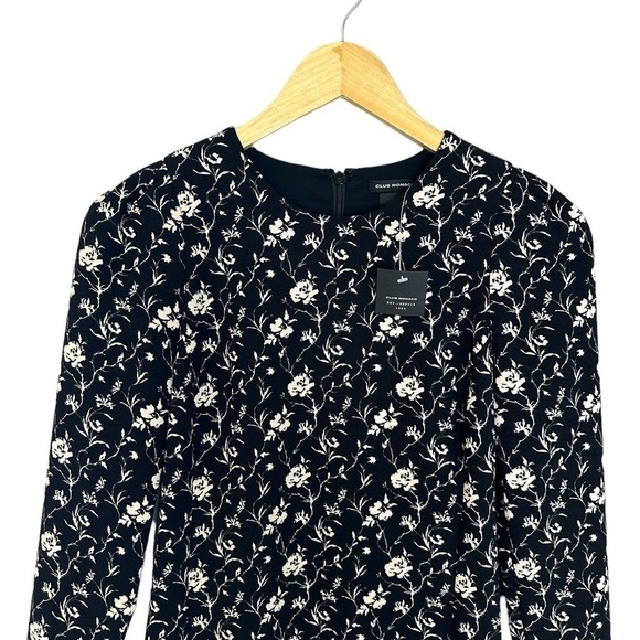 NWT Club Monaco - Kaisle Dress Black White Floral 00 - Picture 5 of 10